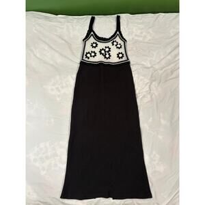 asos Black & White Crocheted Knit Hippe Boho Sundress Size 4